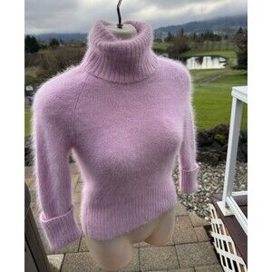 GUESS Collection VTG Fluffy Pink Angora Turtleneck Sweater Barbiecore